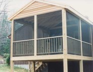 Screened Deck with roof, closeup, in Sterling MA.