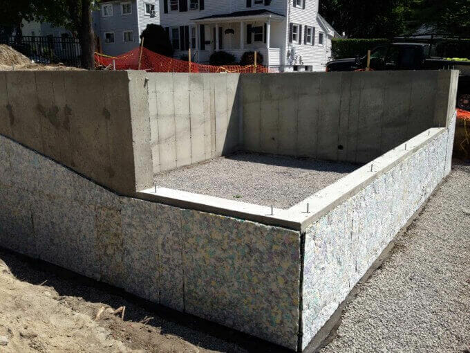 Concrete Foundation Wall with Waterproofing.